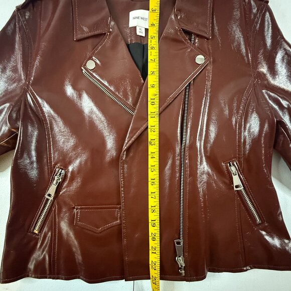 Nine West Faux Leather Biker Jacket Brown Women's XL - Picture 4 of 7
